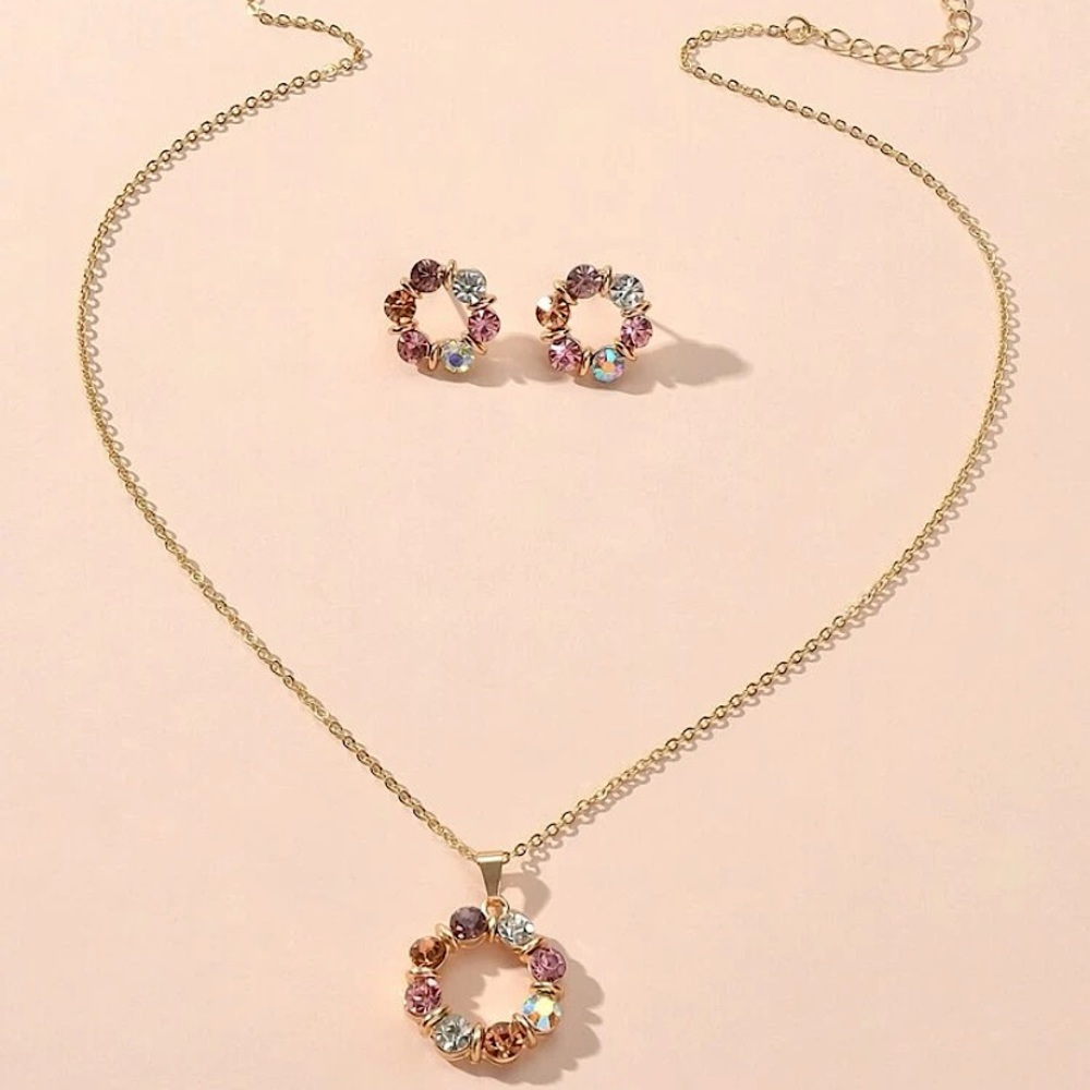 Rhinestone Flower Jewelry Set - Picture 3 of 4